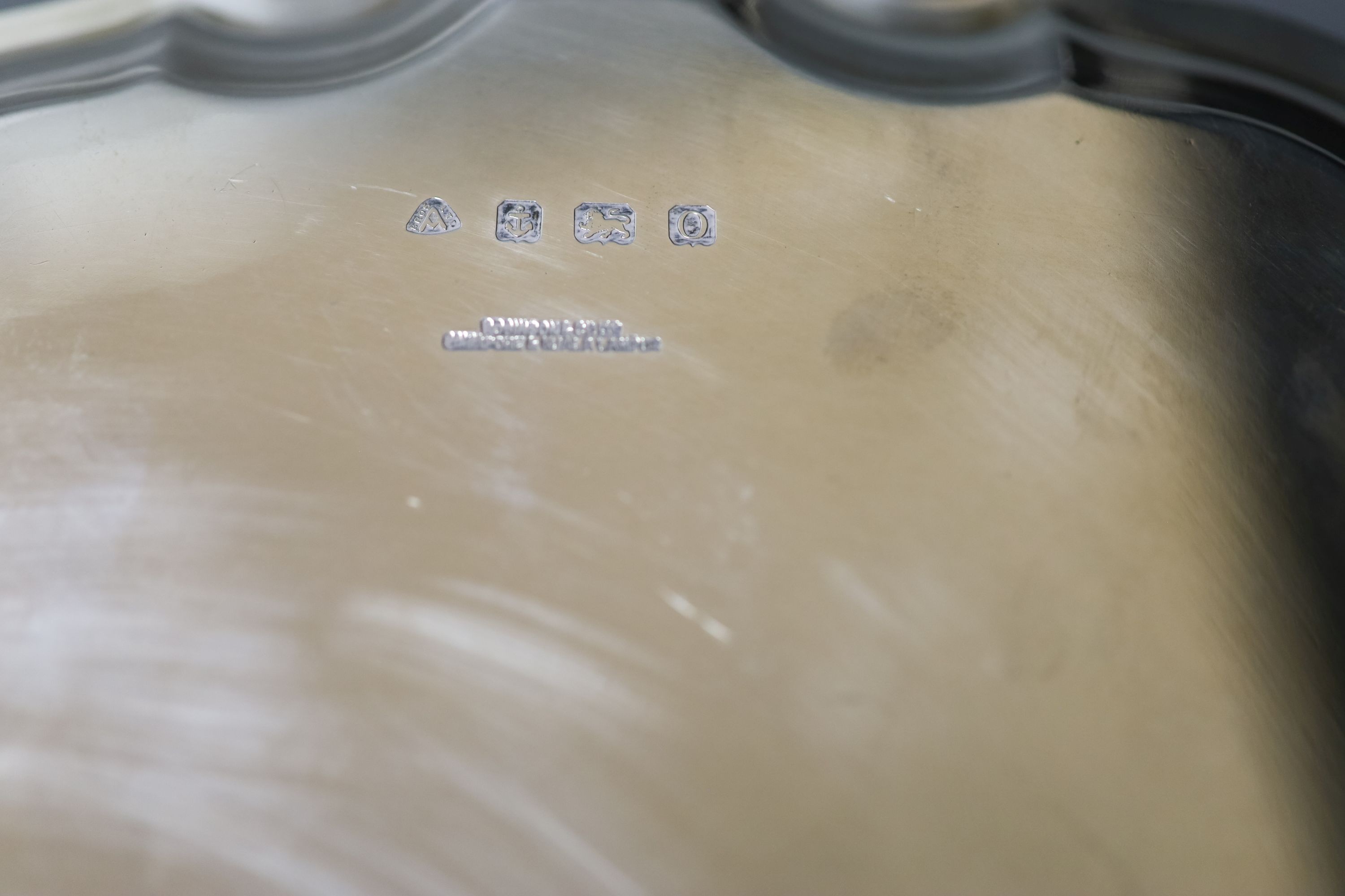 A George VI silver salver , with engraved inscription, Adie Bros. Birmingham, 1938, 25.4cm, 21oz.